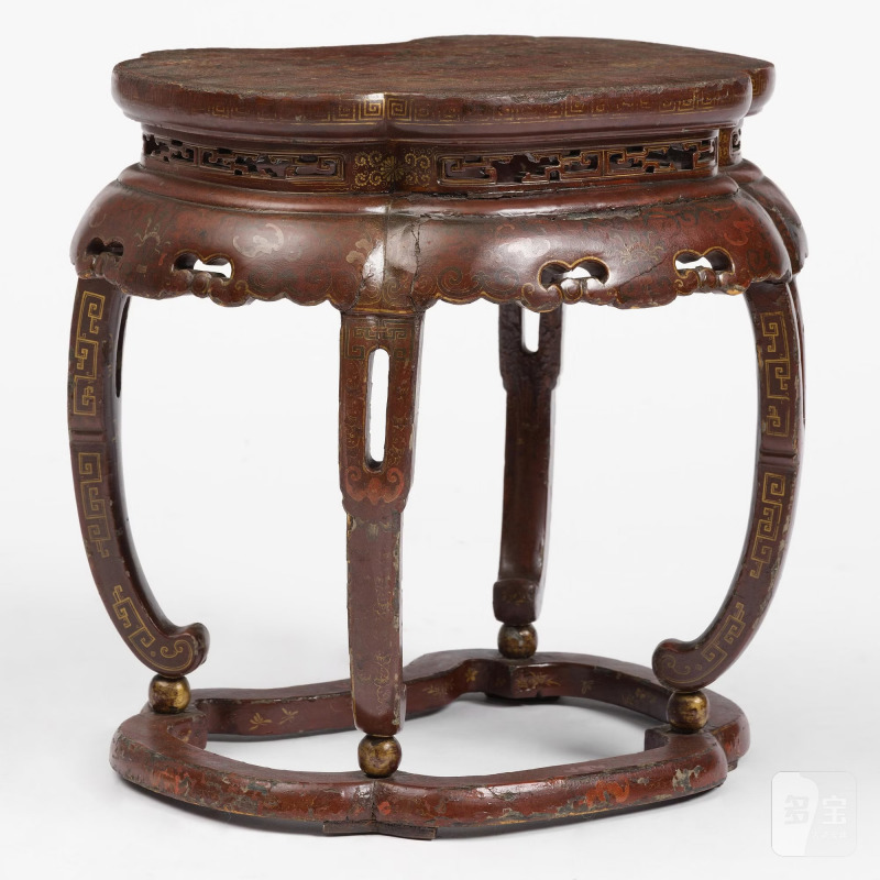 A red and gold lacquer stool, - 图7
